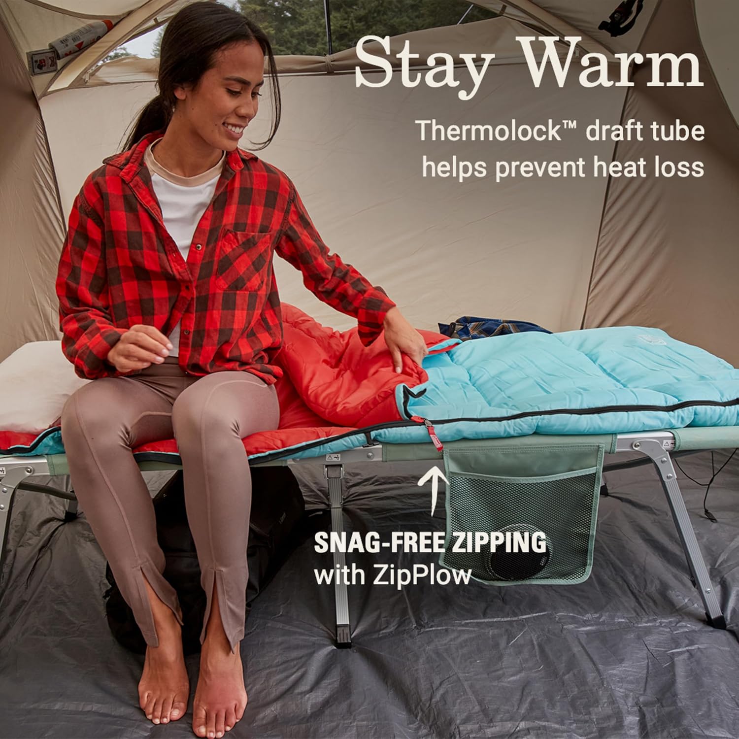 Coleman Flatlands 30/40/50°F Adult Sleeping Bag, Made from 100% Recycled Material, Big & Tall Options, Cool-Weather Sleeping Bag